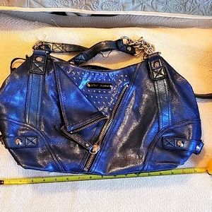 Two Betsey Johnson XL Agenuine leather metallic blue bag for @raingodess